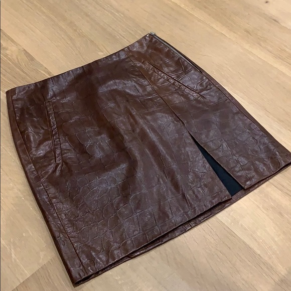 Poleci brown leather skirt - size 4 - Picture 1 of 10